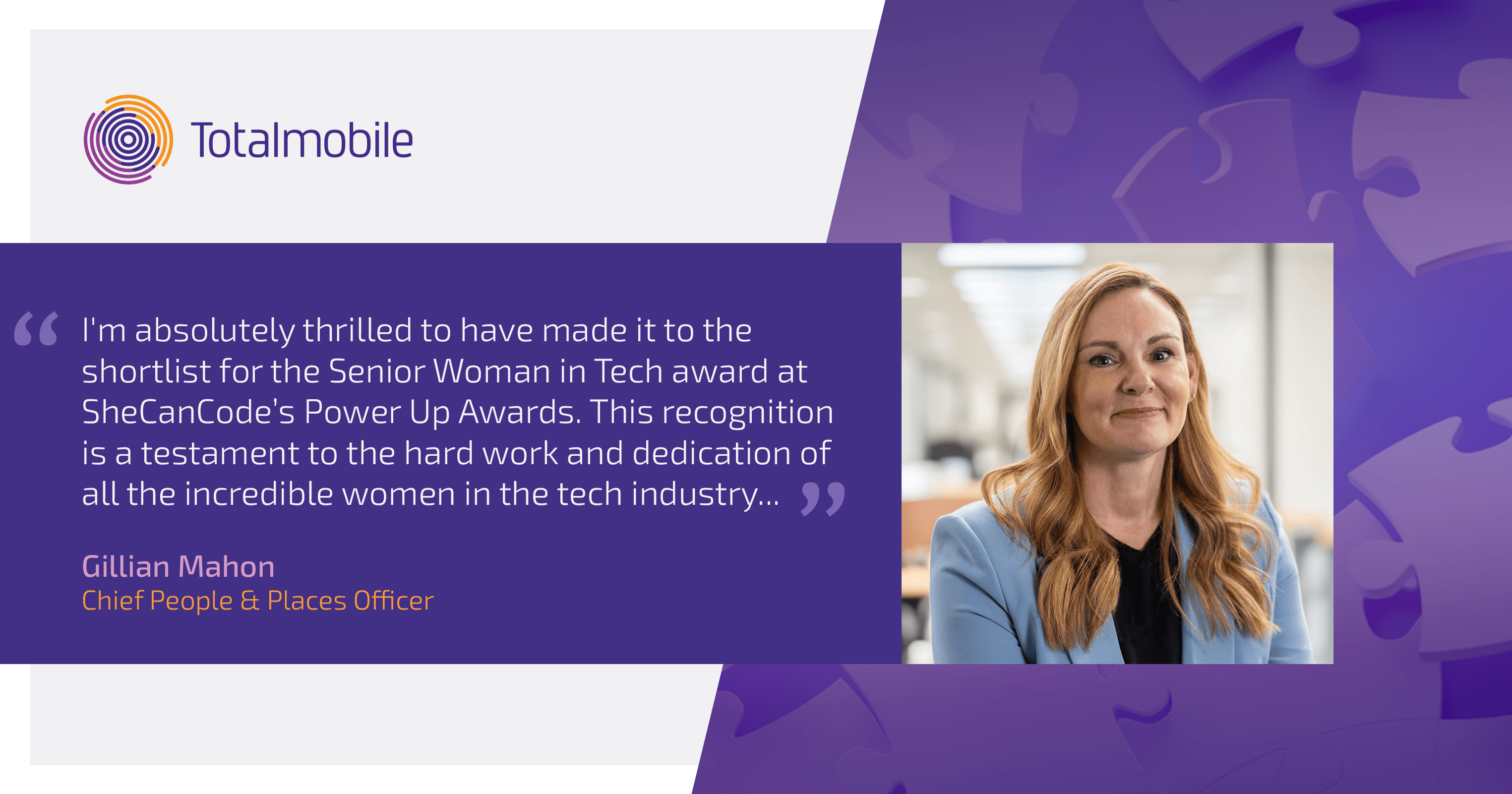 Gillian Mahon wins SheCanCode award for Senior Women in Tech 2024.
